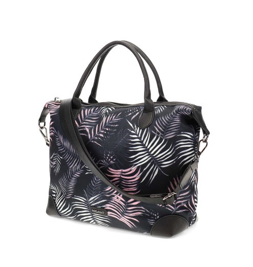 Lehtikuvioitu iso olkakassi Migant musta/nude
